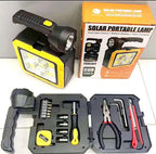 Kit 3 en 1 - Herramientas + Linterna LED + Cargador portatil con carga Solar